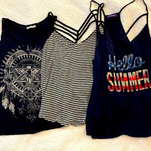 Three tank tops Criss-cross detail.